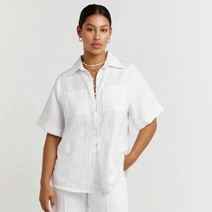 NWOT Dissh Felix White Linen Pocket Shirt